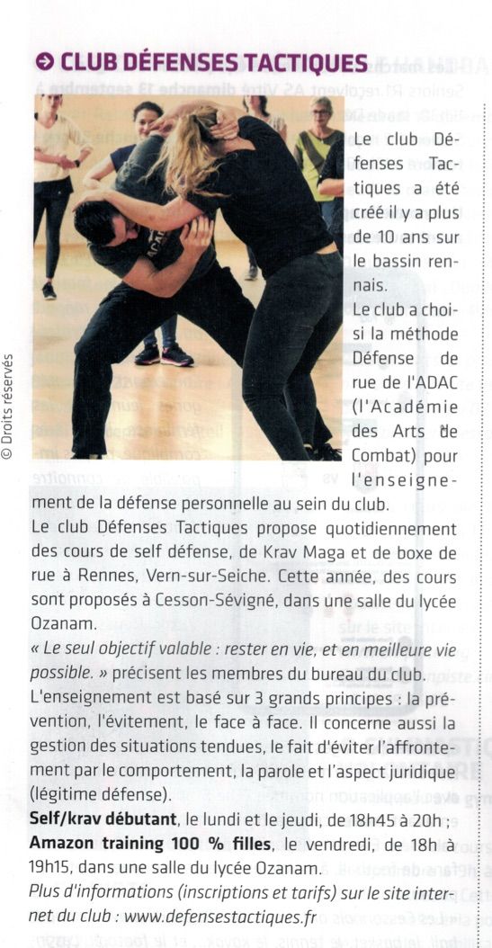 article défenses tactiques Cesson 