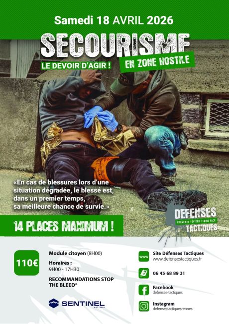 Pratique sportive de : STAGE SECOURISME DE ZONE HOSTILE (MCIT) Module citoyen