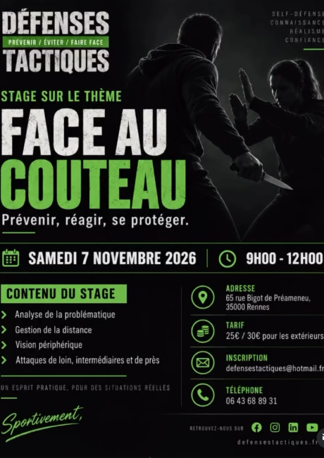 Pratique sportive de : FACE AU COUTEAU