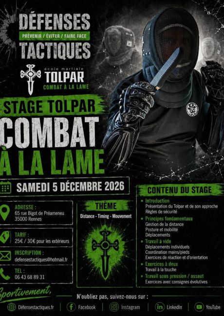 Pratique sportive de : STAGE COMBAT AU COUTEAU